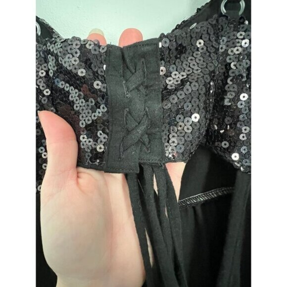 Women’s Black Sequin Y2K Tank Top Sz. SM - Picture 7 of 7